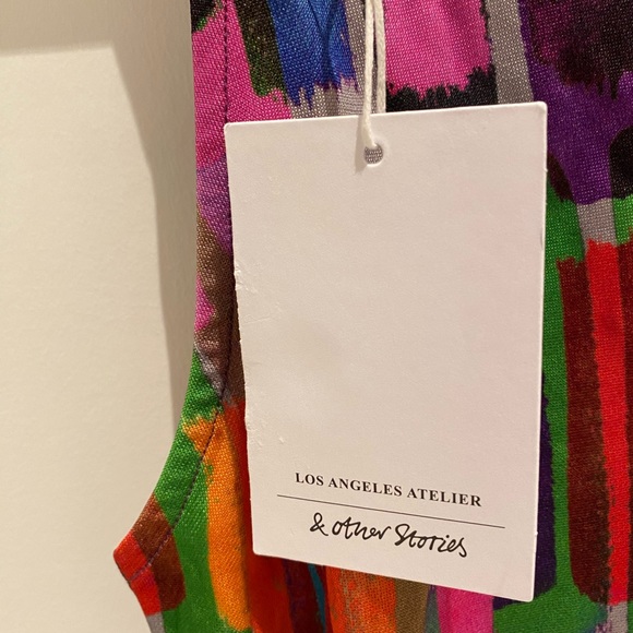 & Other Stories halter jersey mini dress in abstract print - Picture 5 of 7